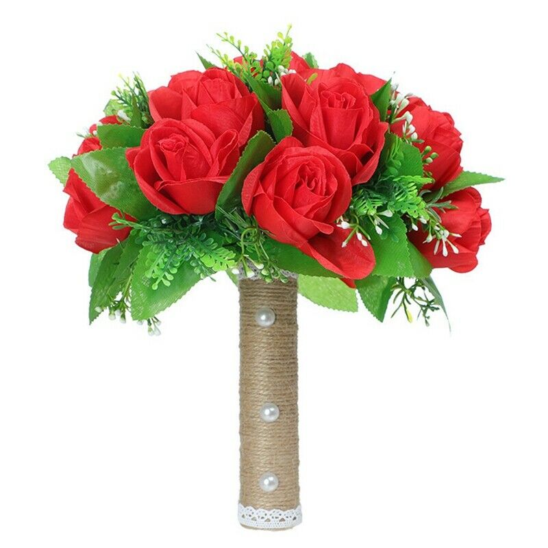 Wedding Bouquet Roses Bridal Wedding Hand Bouquet Bridesmaid Holding ArtificT7O1