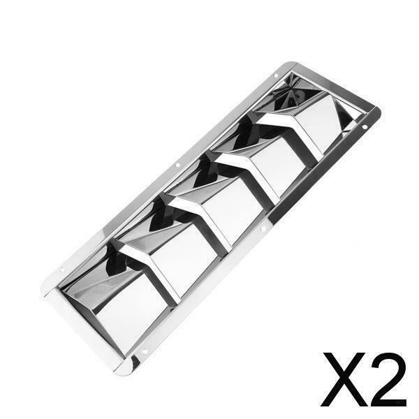 2X Louver Vent 5-Slot Ventilation Air Vent Grille Cover Yacht Stainless Steel