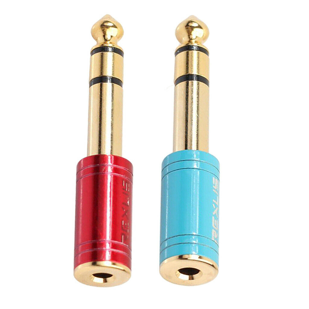 Pack of 2 Zinc Alloy 6.35mm to 3.5mm Jack Audio Stereo Headphone Adapters