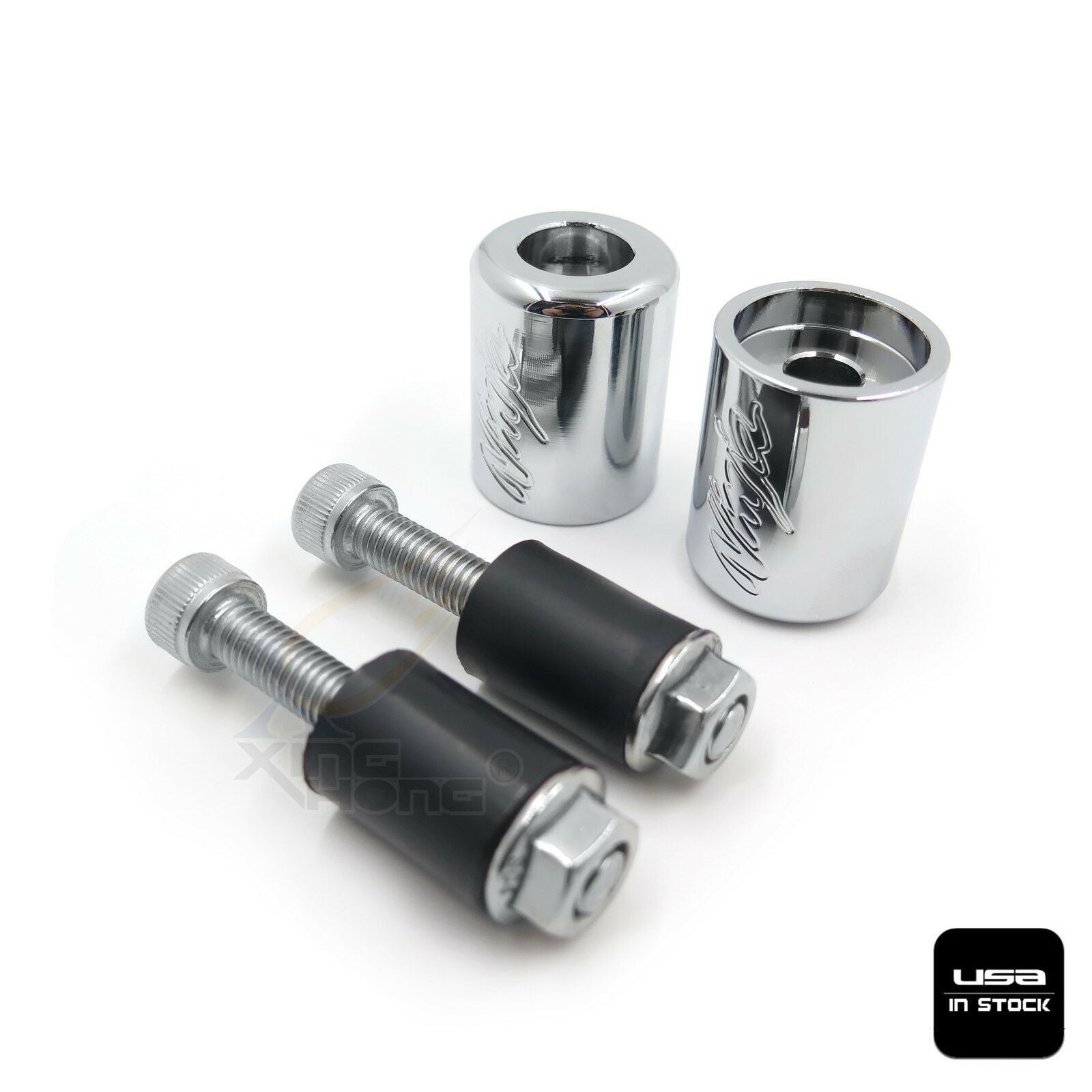 Bar Ends Chrome Rubber For Kawasaki Ninja Ex500 Ex650R Zx6R-636 Zrx1100 Zzr1200
