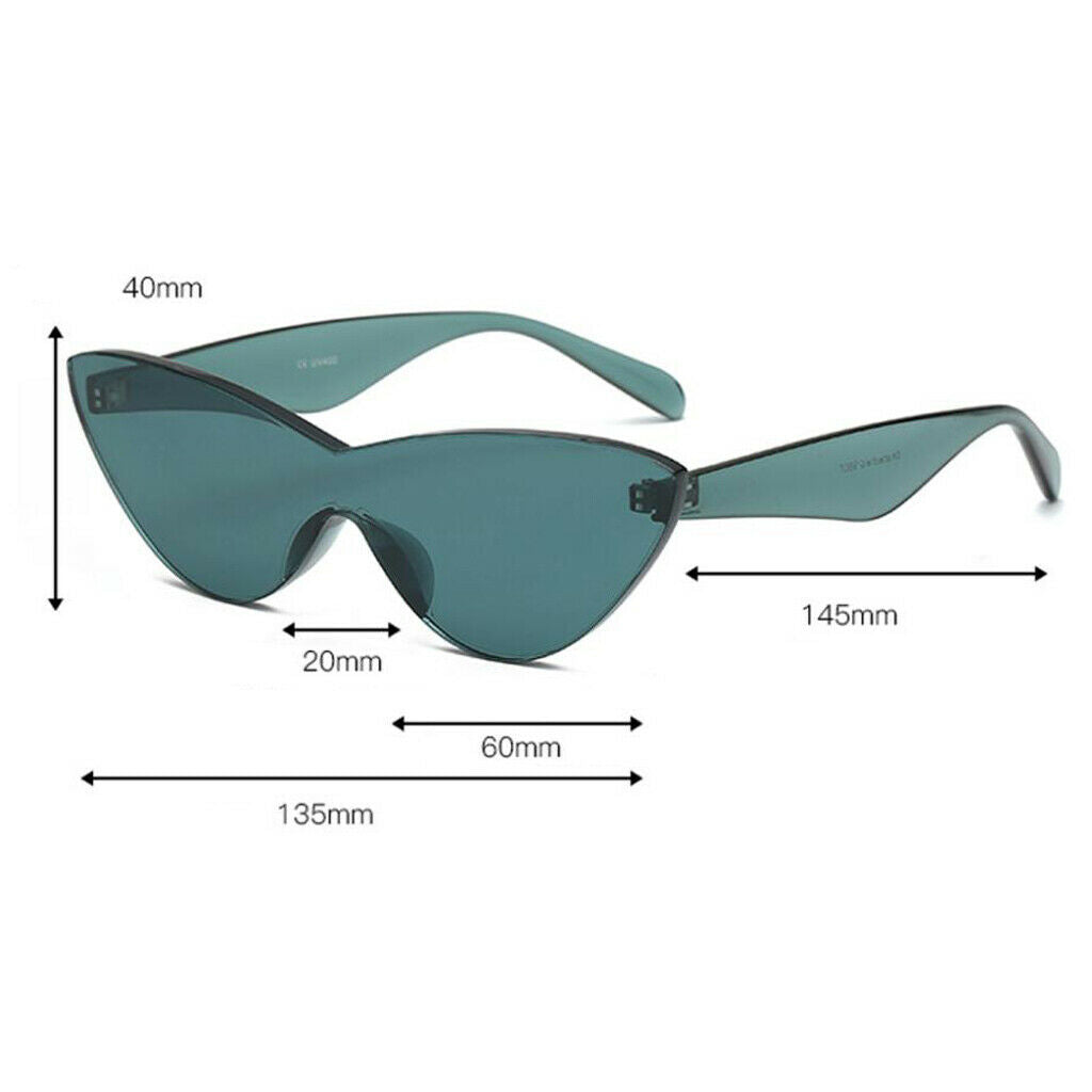 Women Retro Transparent Cat Eye Sunglasses Rimless Eyewear Candy Colored Yellow
