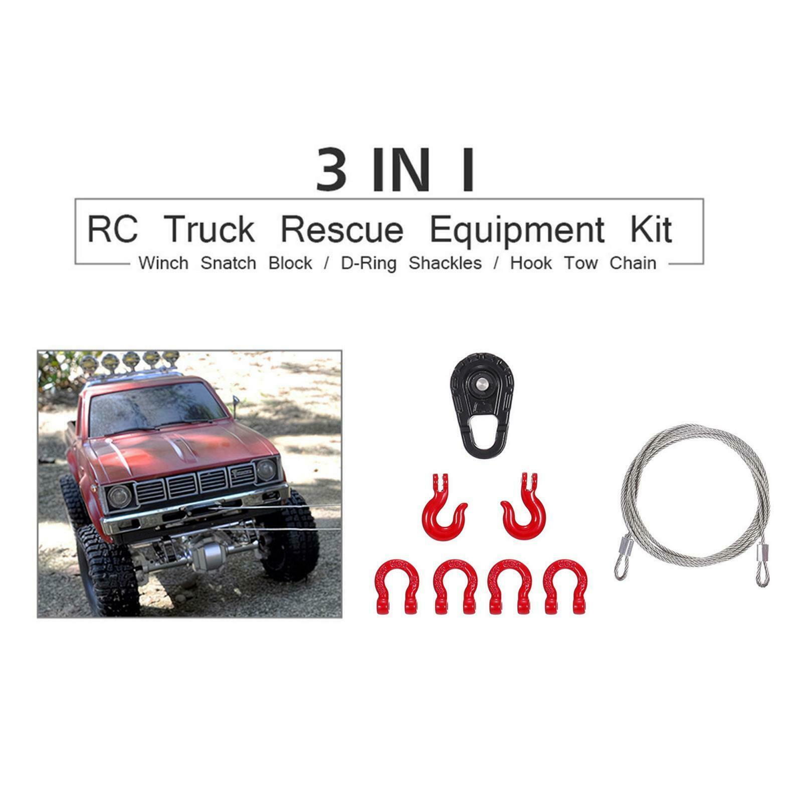 RC Car Rescue Equipment Winch Snatch Block Hook Tow Chain fit for TRX4