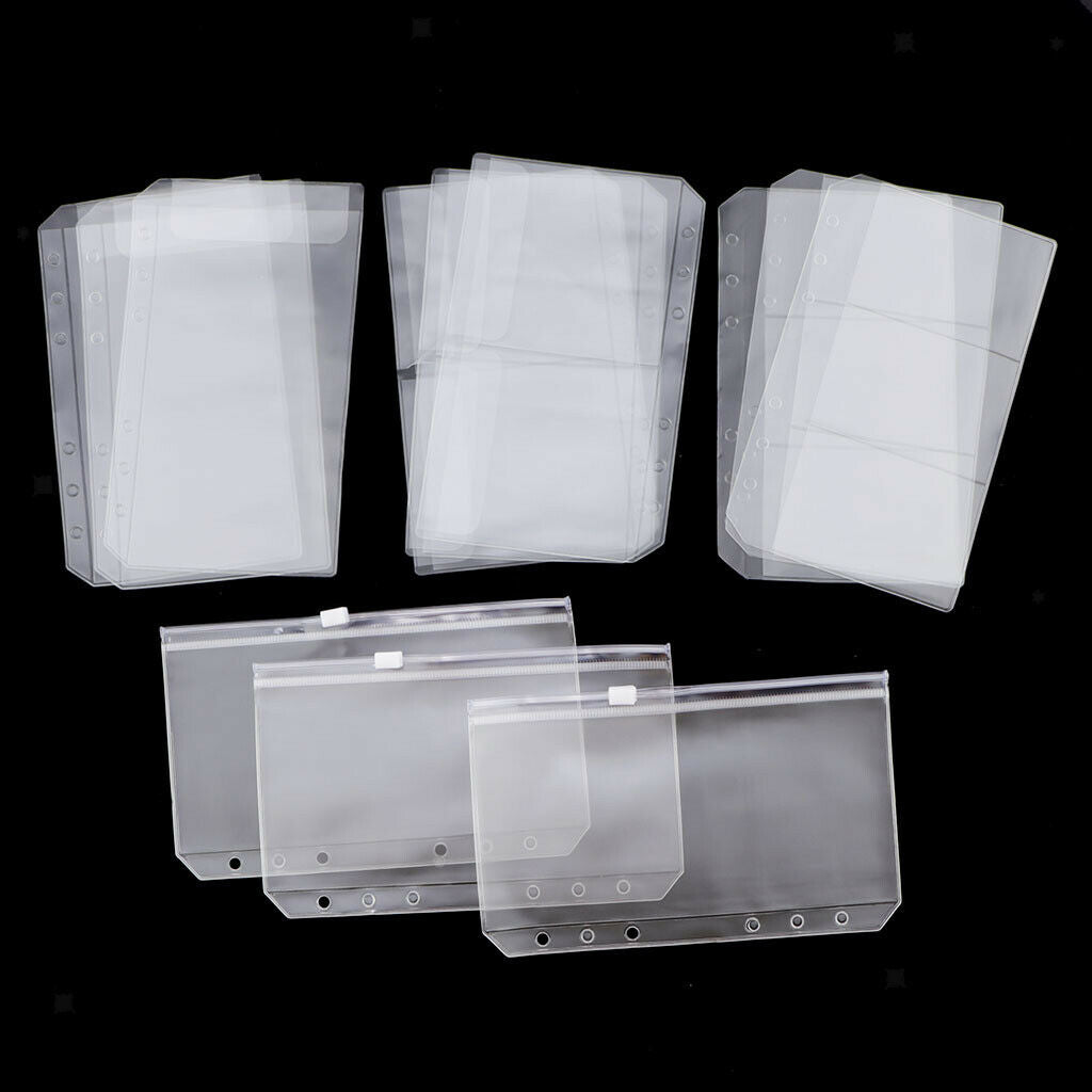 12pcs 6 Holes Notebook Binder Loose Leaf Bags, Pouch Bag