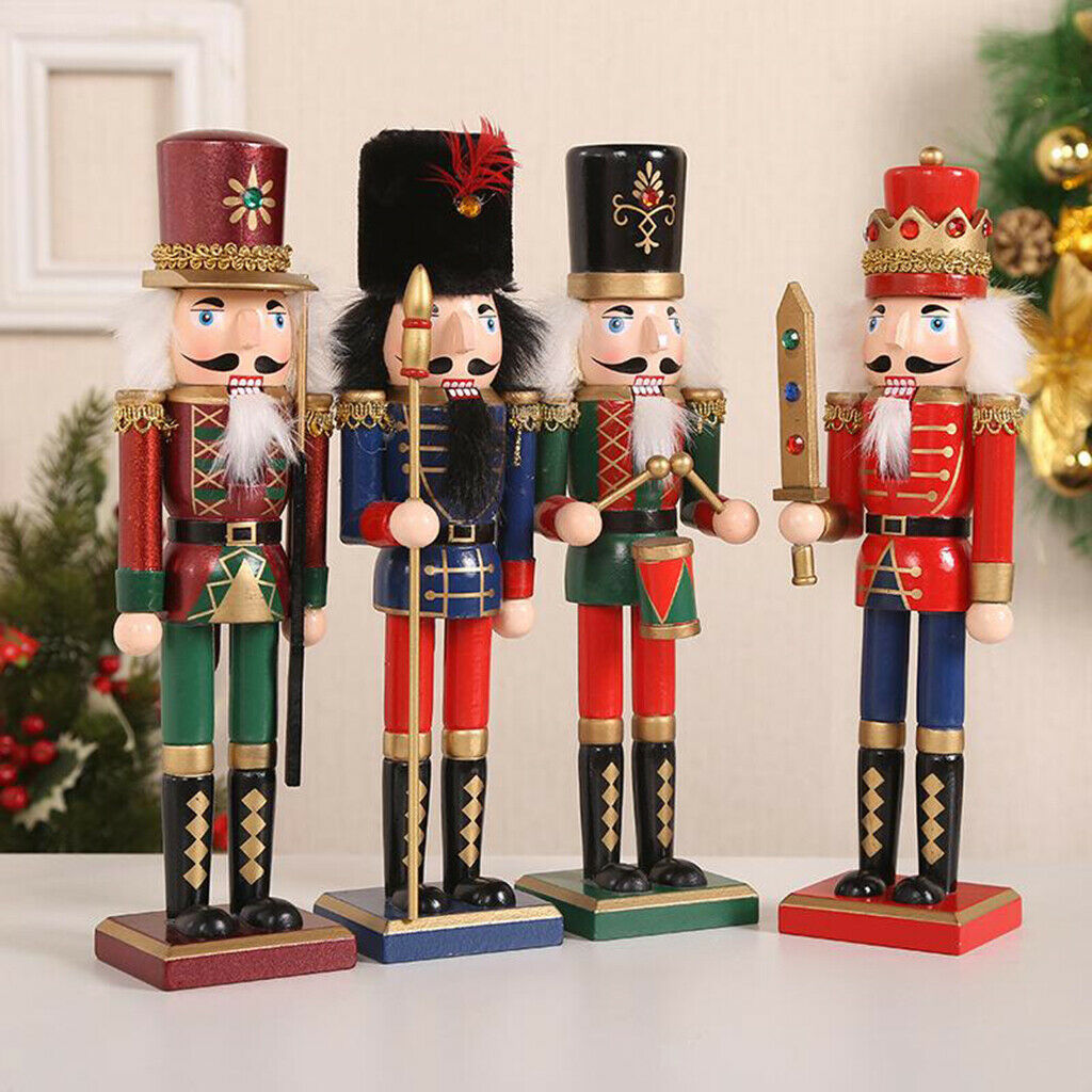 Traditional Soldier Nutcrackers Wearing Uniform, Festive Christmas Decor Home