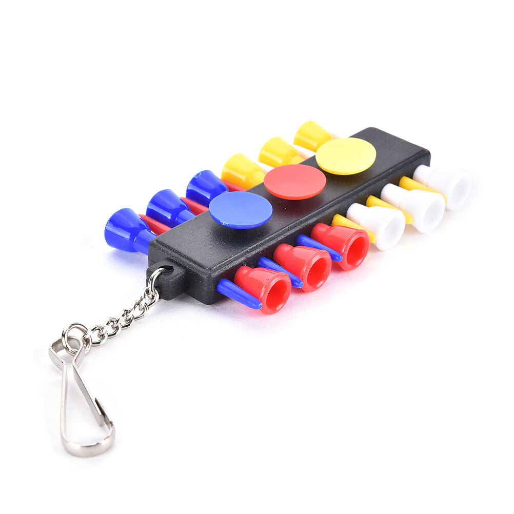 1x Golf Tee Holder Carrier with 12 plastic  Tees w 3 Ball Markers W 1KeyC.l8