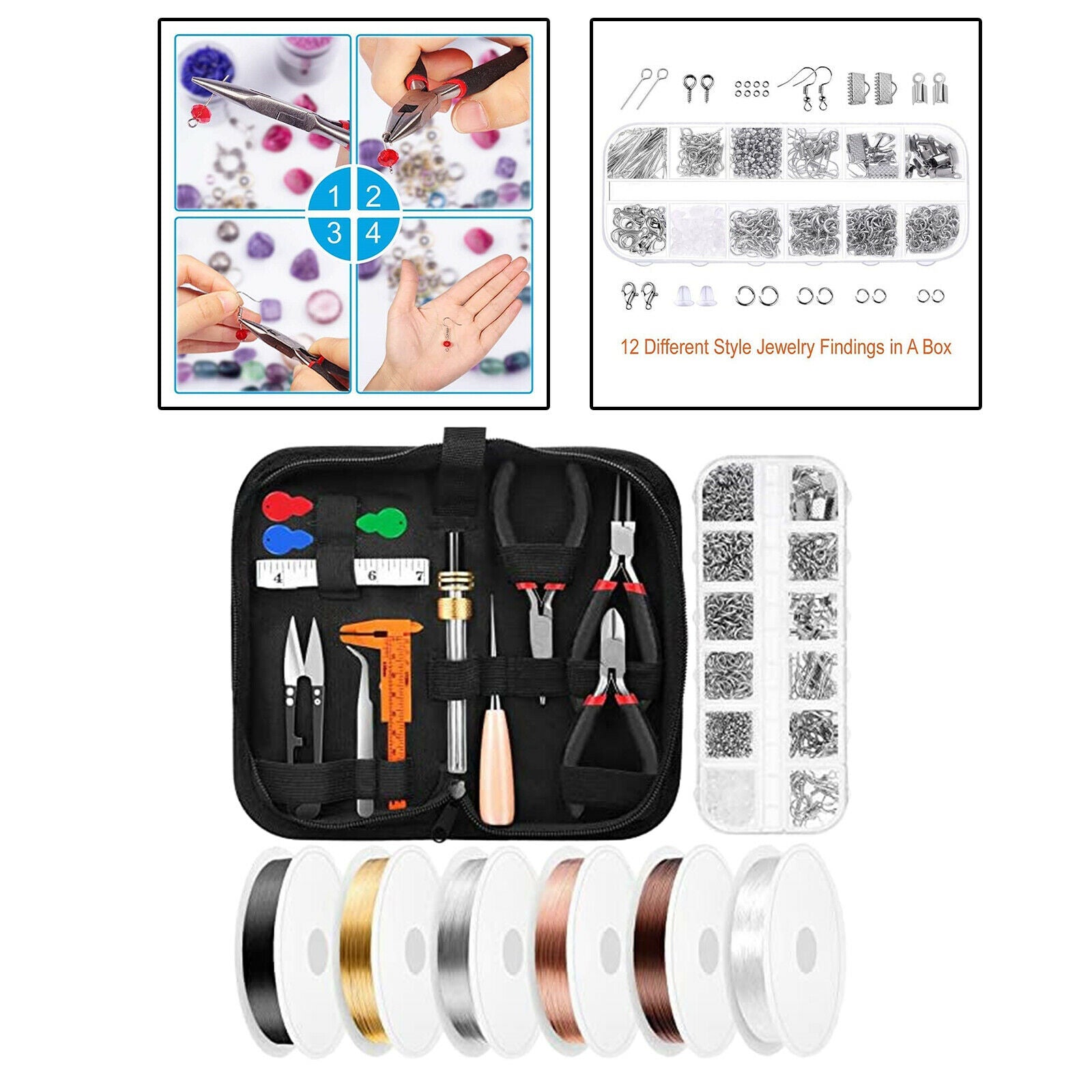 Jewelry Making Tools Kit with Pliers Jewelry Crafting Lot with Storage Case
