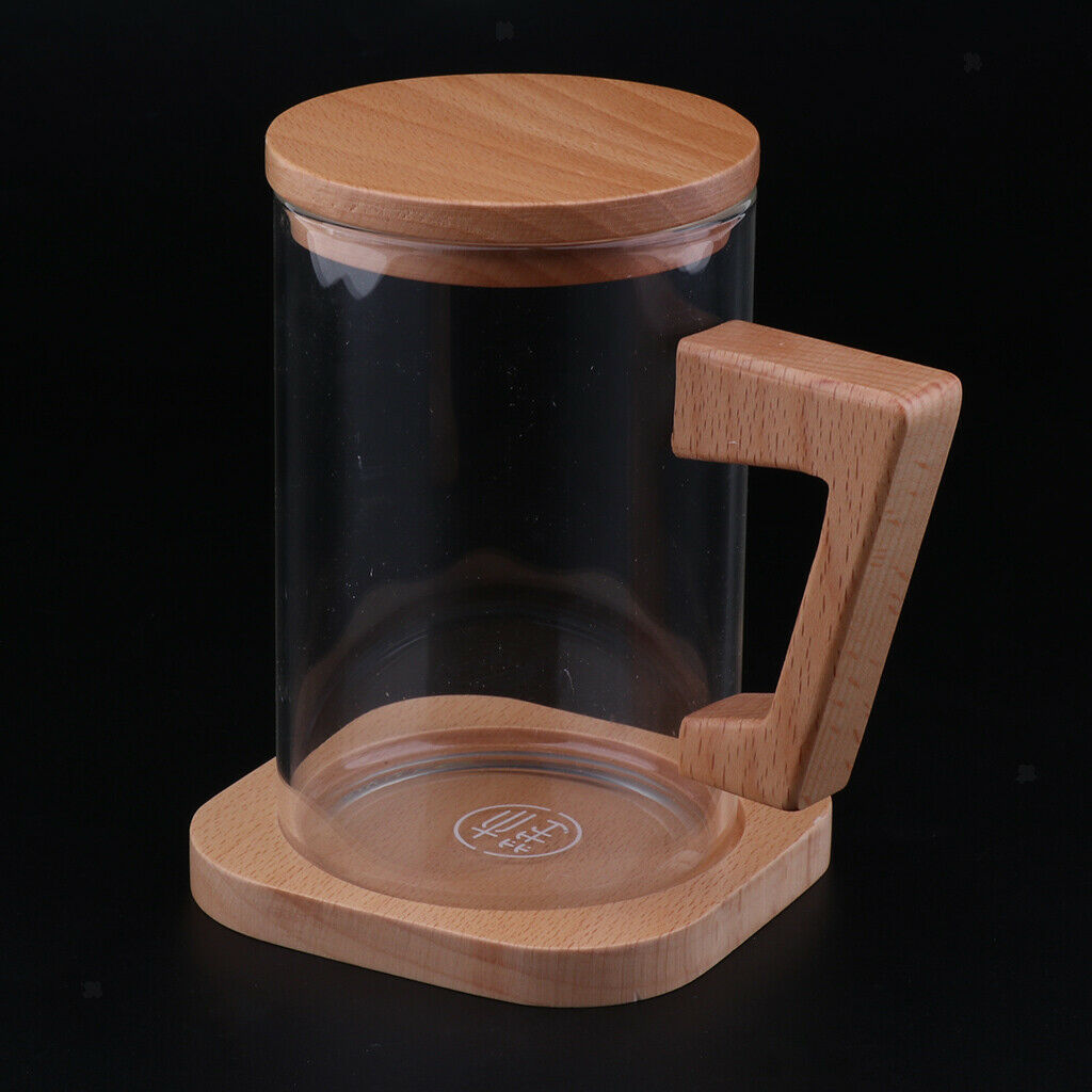 Glass Cup Handmade Coffee Tea Beer Juice Milk Mug Drink  Type2 Ligth Wooden