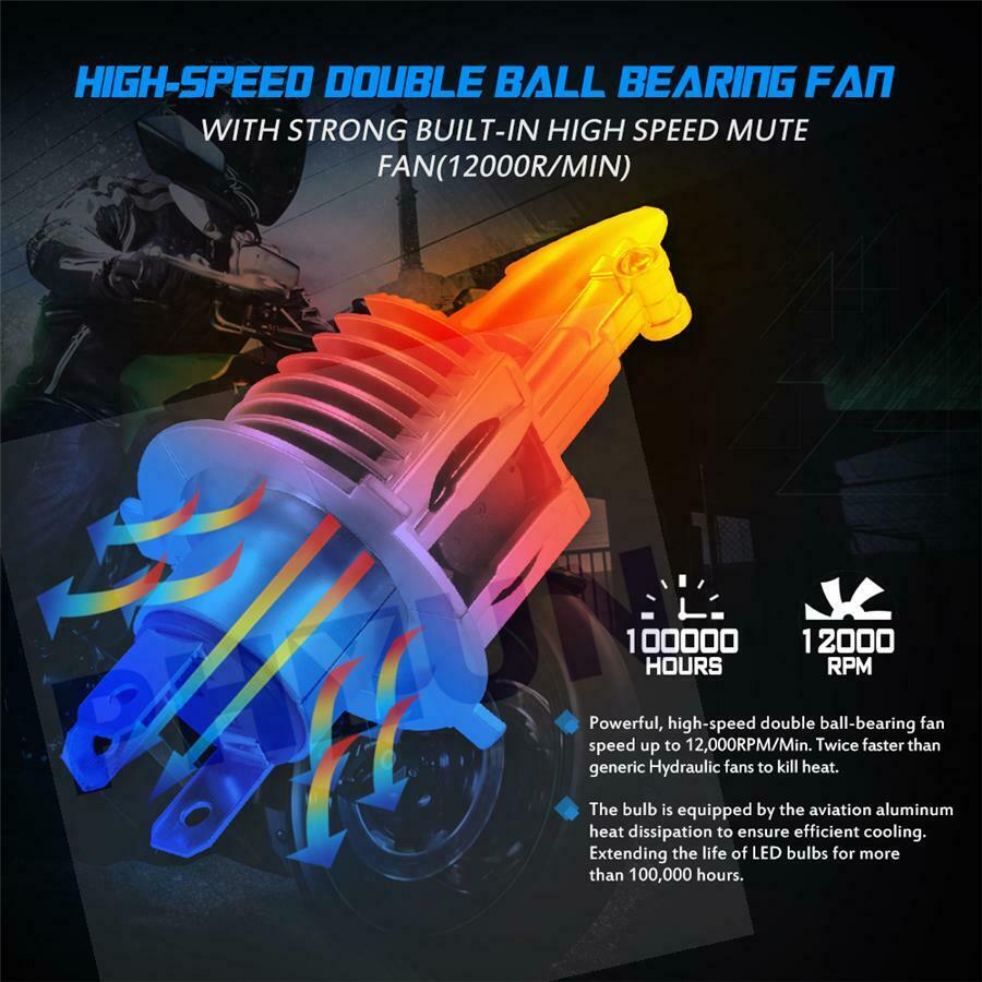 Motorcycle 35W H4 9003 HB2 LED Headlight Bulb 6000LM 6500K Hi/Lo Beam Light Lamp