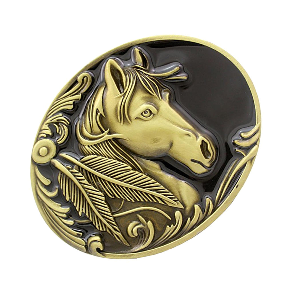 Bronze Horses Belt Buckle - Native Western Cowboy Costume Accessories