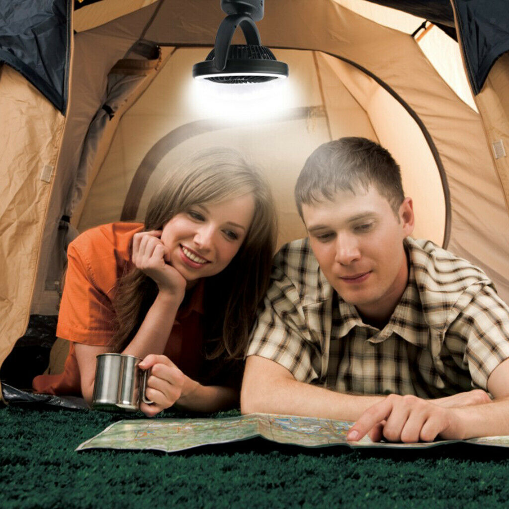 Tent Fan Light Hanging Camping Lantern USB Fans Emergency Outage Light