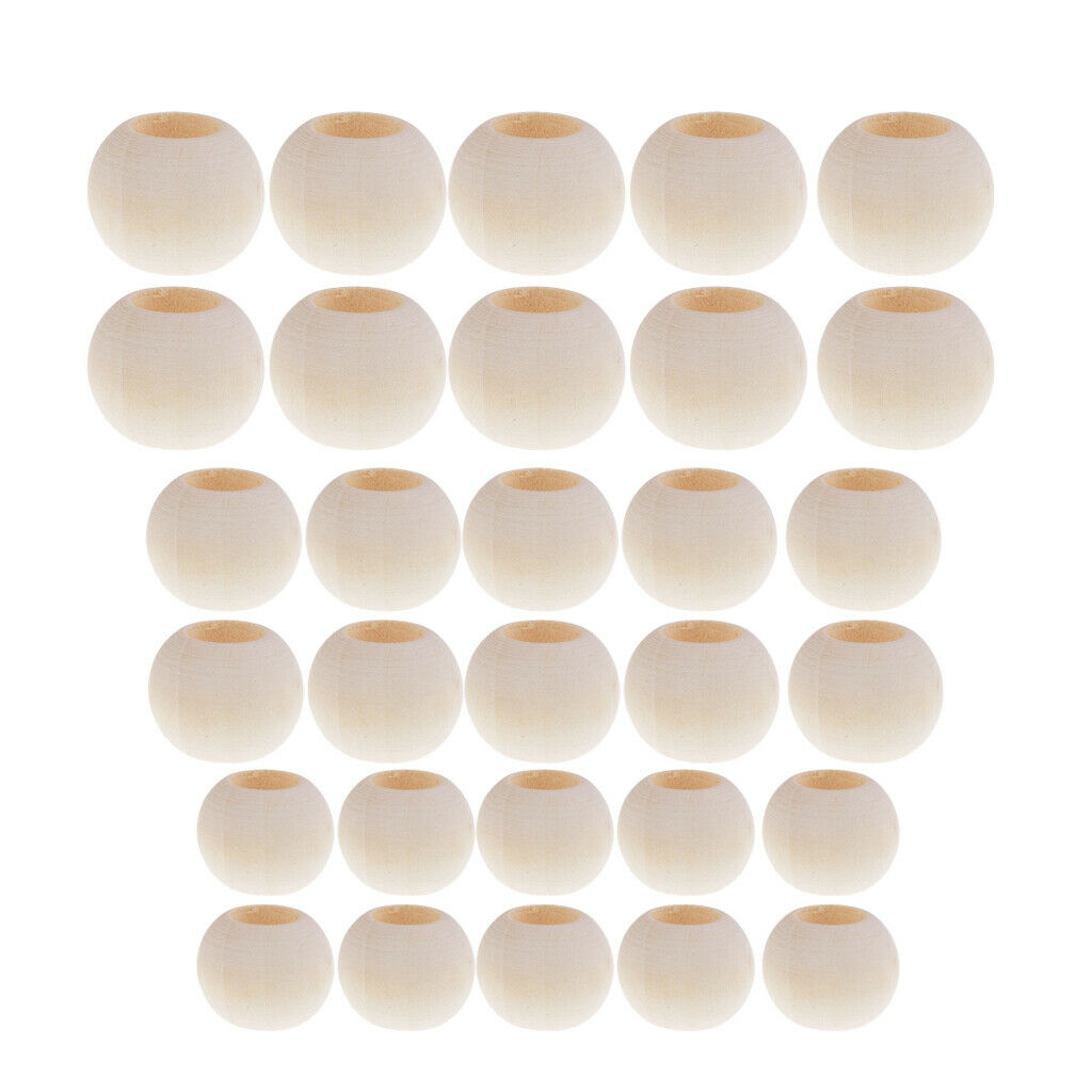 30 Pieces 10mm Wood Beads Round Wooden Loose Beads for DIY Jewelry Making