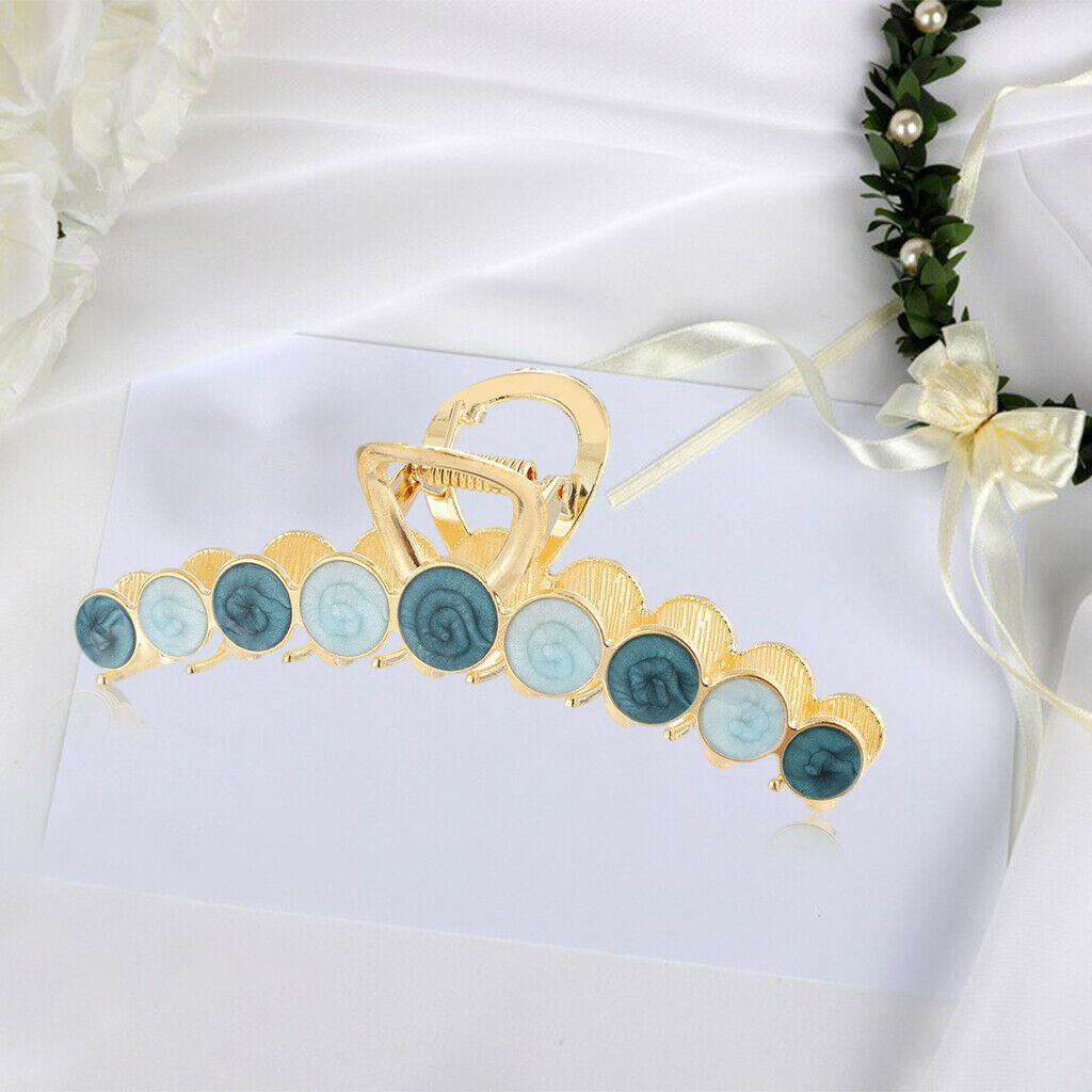 Women Alloy Hair Claw Clip Crystal Hair Jaw Paw Hair Clasps Light Blue Green