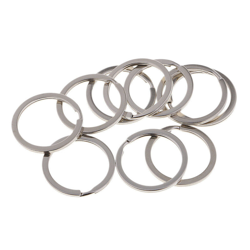 Metal - 30mm Flat Split Rings - Circular Keychain - Pack Of 10 - Home Use
