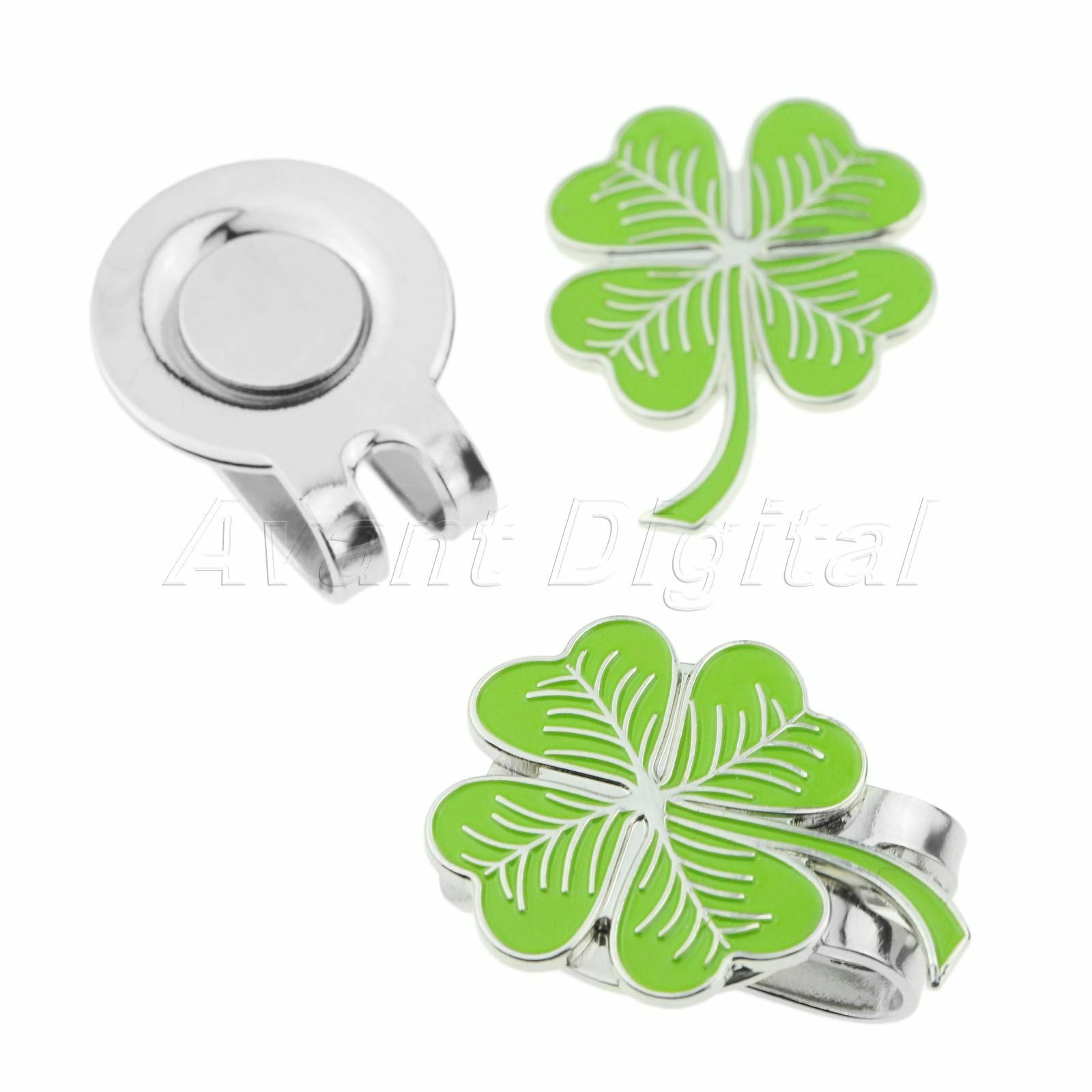 Sport Four Leaf Clover Hat Clip With Magnetic Golf Ball Marker Rub Training Game