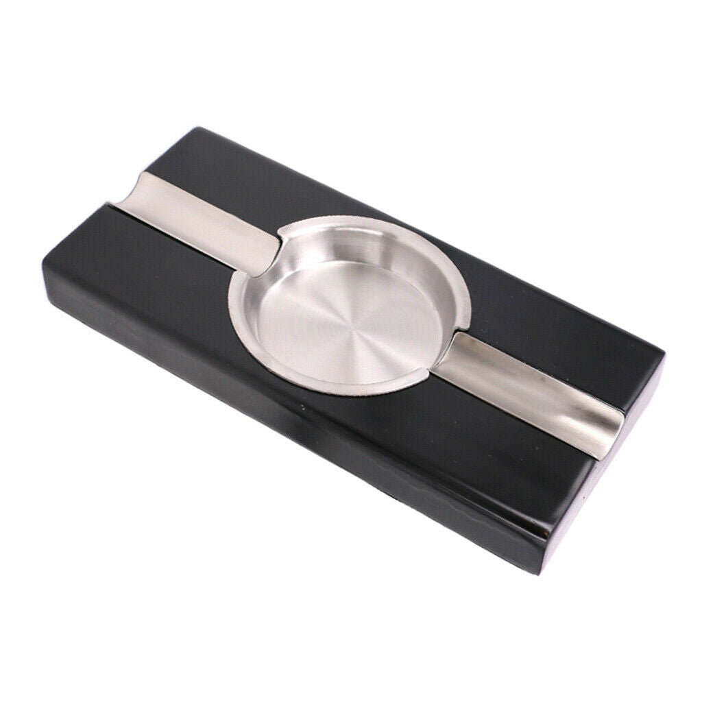 1x Cigar Ashtray Wood Base Sturdy Decor Cigar Holder 2 Rests High Quality