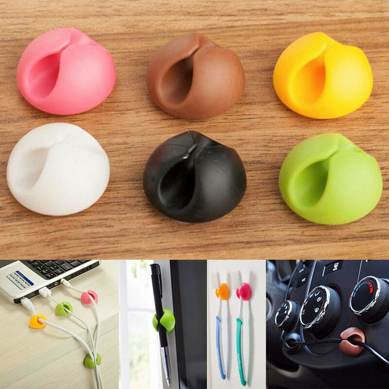 6X Cable Drop Clip Desk Tidy Organiser Wire Cord Lead USB Charger Holder F.l8