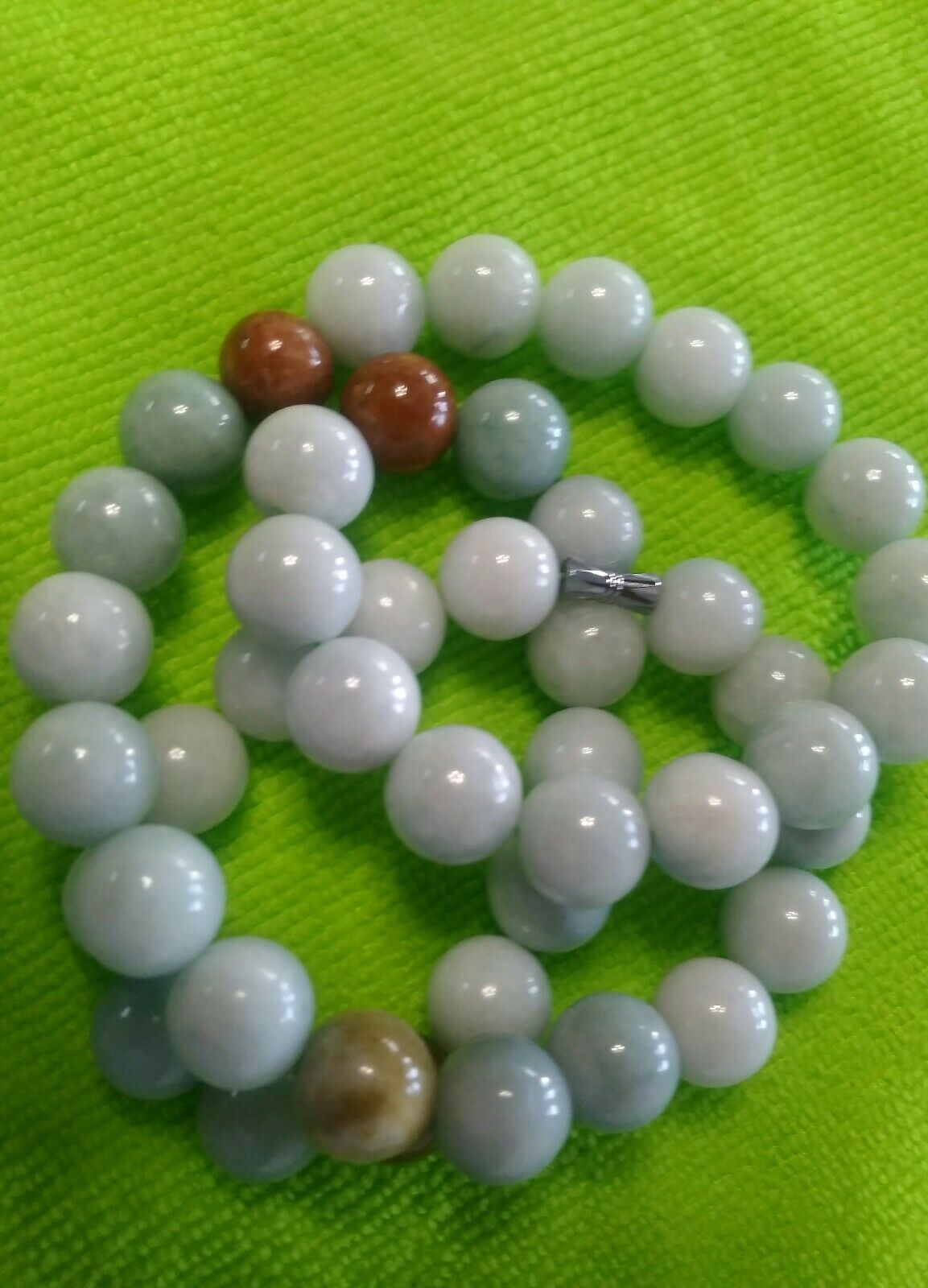 10mm Certified Green Yellow 100% Natural A JADE JADEITE Bead Beads Necklace AAA