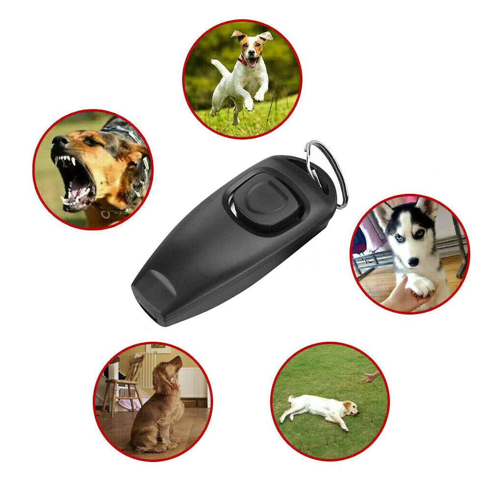 Pet Puppy Dogs Clicker&Whistle Training Obedience Agility Trainer Click Ring