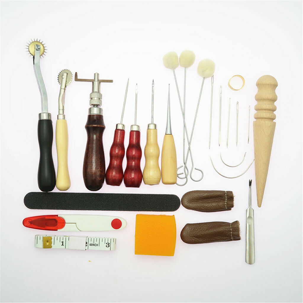 31 piece leather tool DIY hand stitching kit with Groover Awl