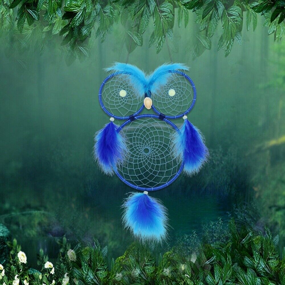 Dream Catcher Owl Luminous Glow In Dark Feather Wall Hanging Decoration Pendant
