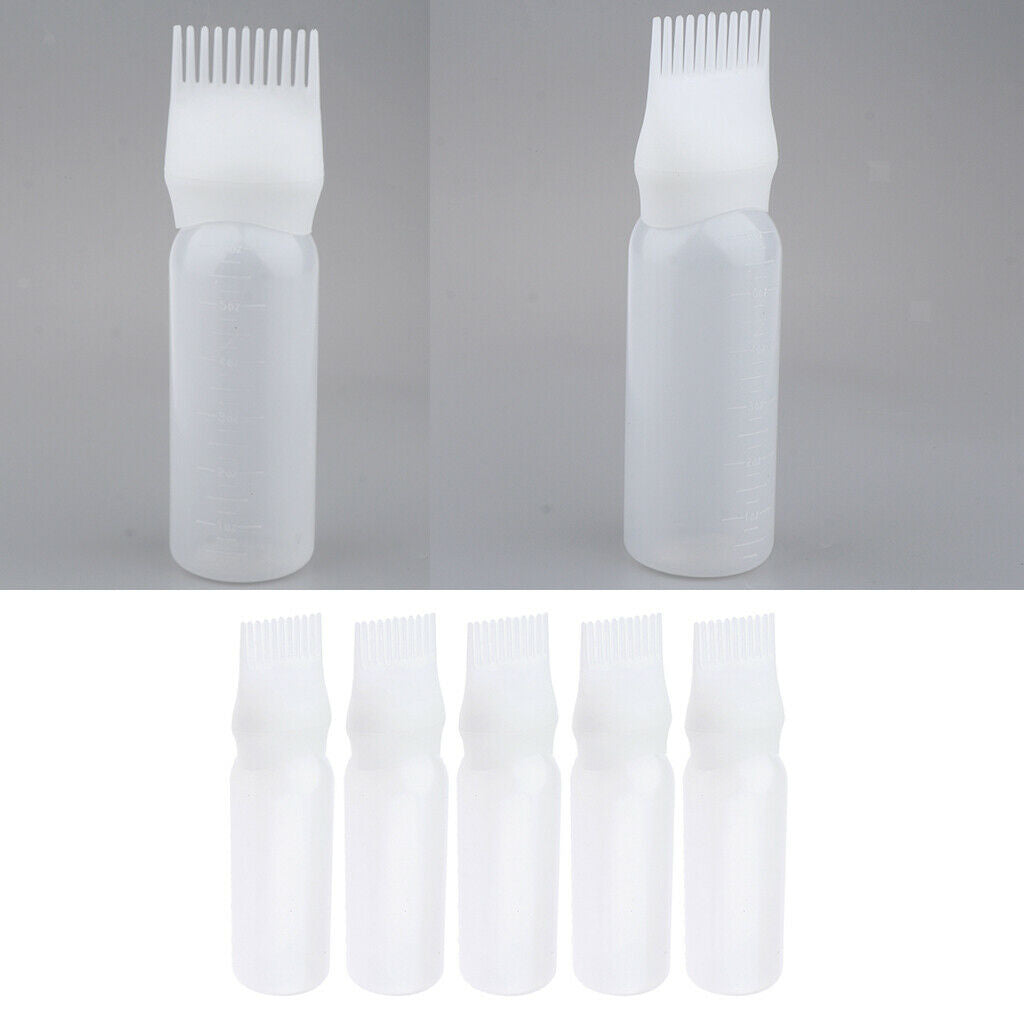 5Pcs Hair Coloring Comb Applicator Bottles Brush Dispenser with Scale 60ML