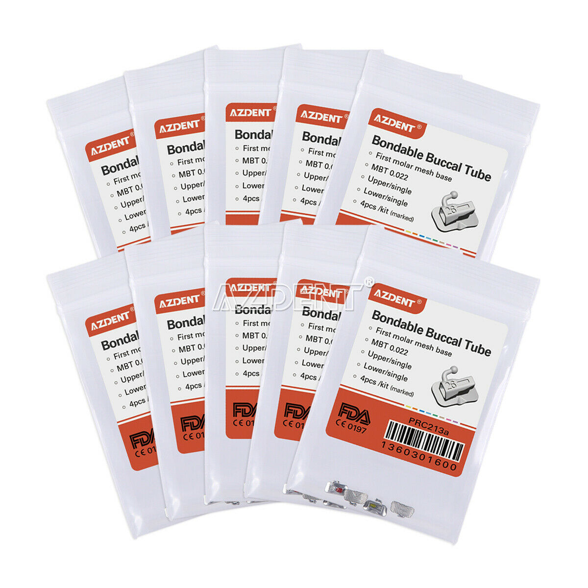 100X Dental Orthodontic 1st Molar Buccal Tube MBT 022 Non-Conv Bondable AZDENT