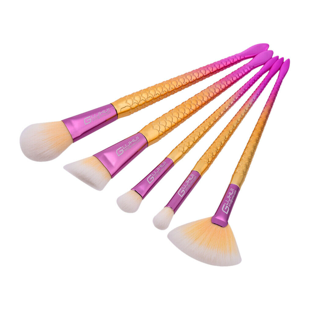 5 Pieces Beauty Mermaid Make Up Brushes Powder Foundation Eyebrow Blush Tool