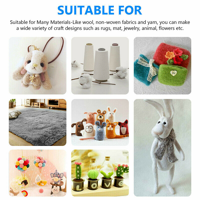 Needle Felting Starter Set Wool Felt Tools Mat DIY Hand Craft Making Suppl_DD