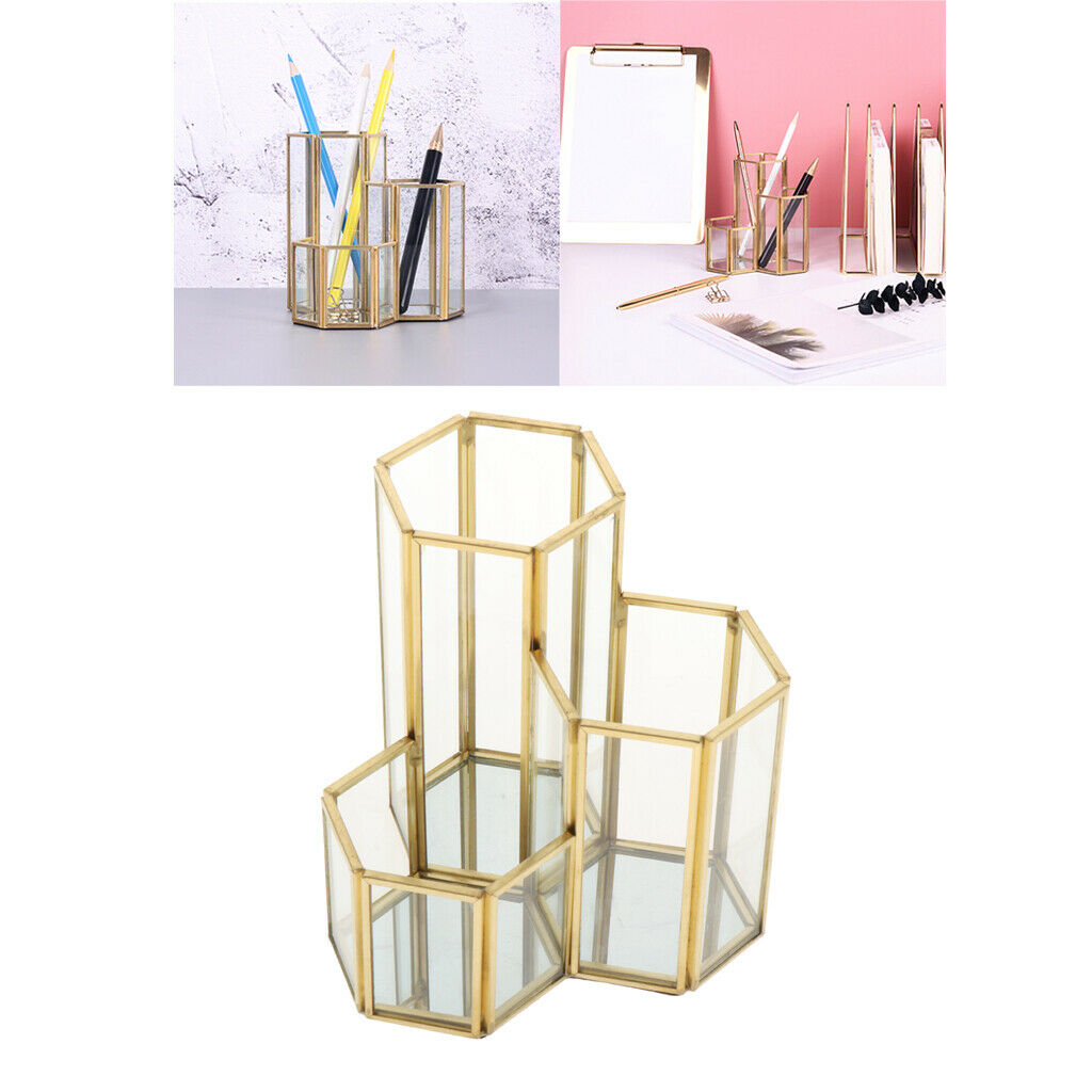 Hexagonal Makeup Brush Holder Desk Storage Organizer Cosmetics Organizer