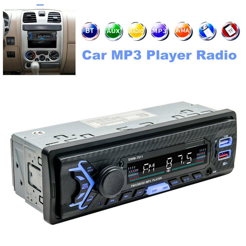Car 1 Din MP3 Player Radio 2USB AUX Input Bluetooth Receiver Voice Control Kit