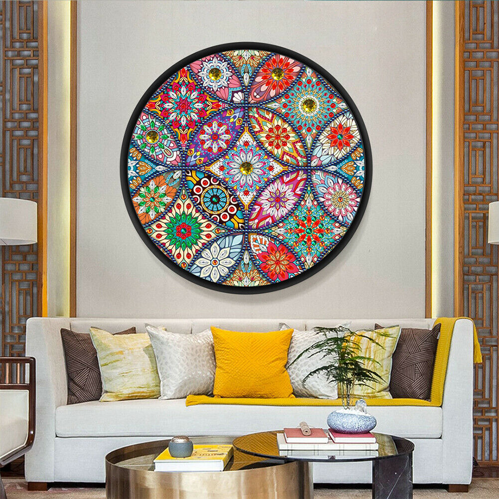 Mandala Pendant Coffee Tassel DIY Diamond Painting Special Shape Home Mural @