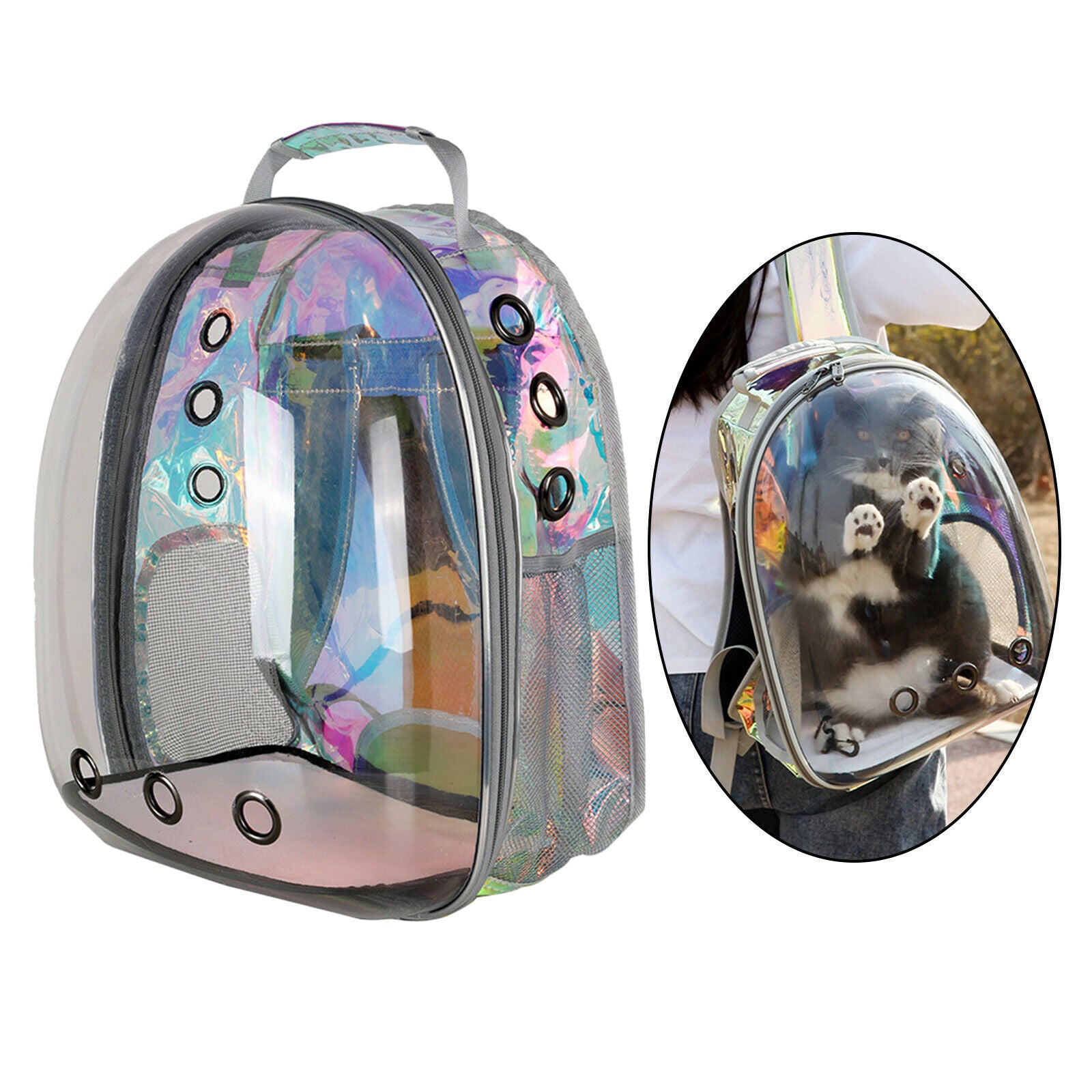 Cat Dog Puppy Carrier Breathable Ventilated Clear Capsule Backpack Carry Bag