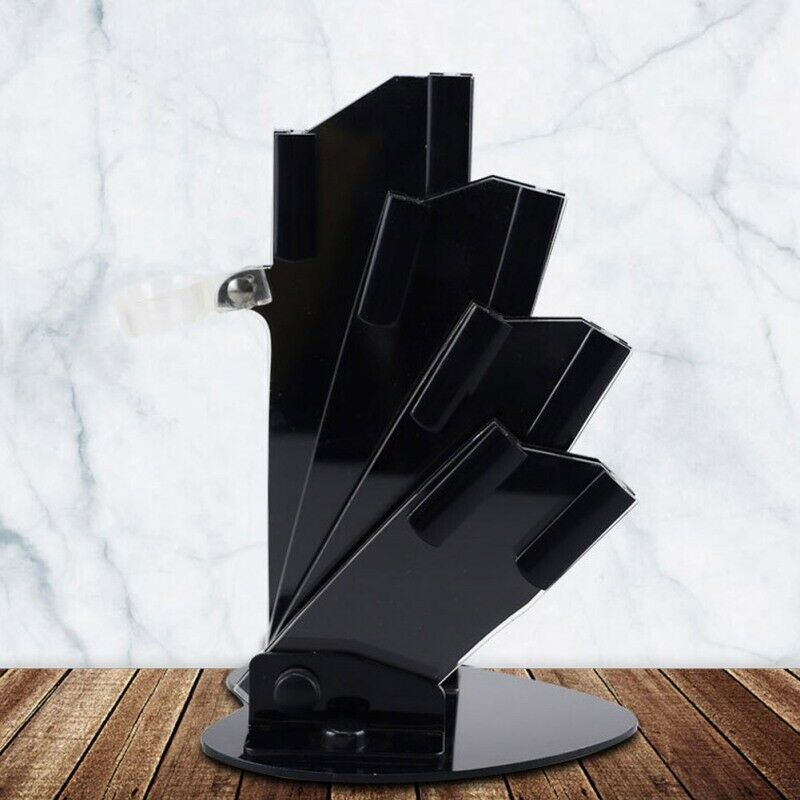 Unique Fan Shape K-nife Acrylic Holder Stand Rack Container Kitchen Organizer