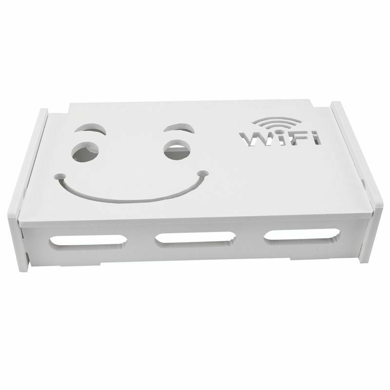 Wireless Wifi Router Storage Box Wood-Plastic Shelf Wall Hangings Bracket CablX5