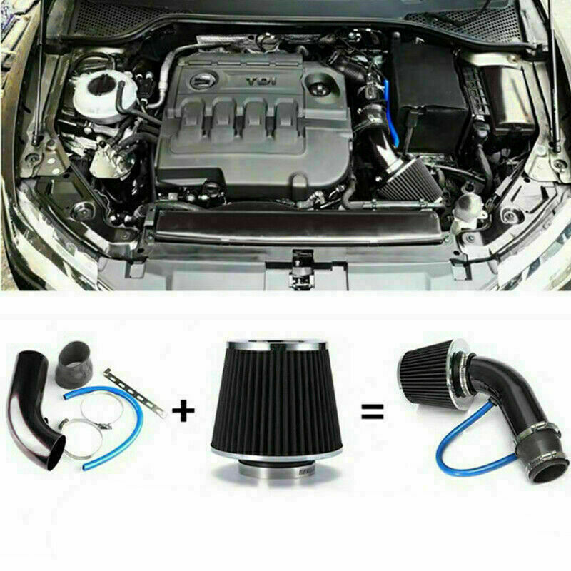 76mm Car SUV Cold Air Intake Filter Induction Pipe Power Flow Hose Universal Kit