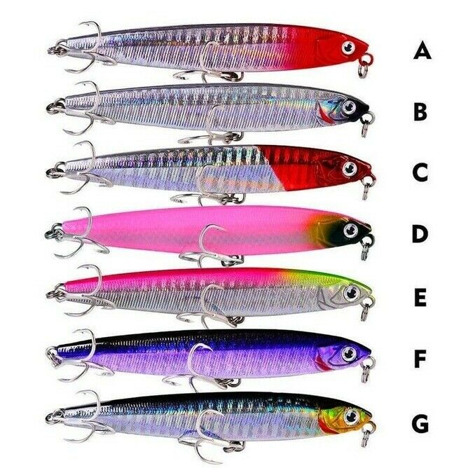 7x 15cm/18g Pencil Sinking Casting Fishing Lures ABS Bait Swimbait Groove Hook