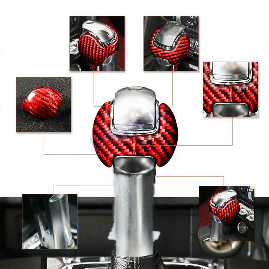2x Carbon Fiber Shift Knob Cover Interior Trim For Ford Mustang 2015-2018 2019