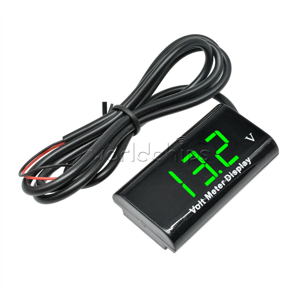 0.56" Digital Tube 12V LED Voltmeter IPX6 Waterproof AMP Volt Panel Green Fo Car