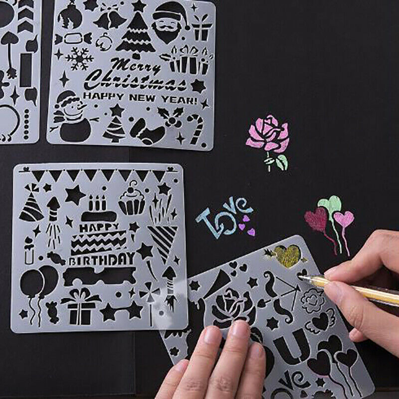5Pcs Children DIY Cutout Painting Template Hand Account Album Theme Lace .l8