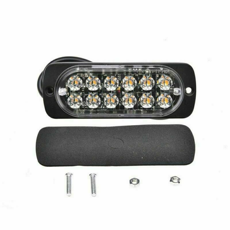 6x White 12 LED Truck Emergency Beacon Warning Hazard Flash Strobe Light 12-24V