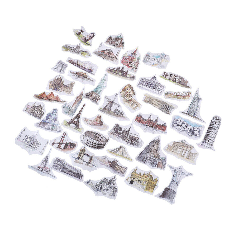 42pcs cities tower label stickers DIY scrapbooking stickers travel world .l8