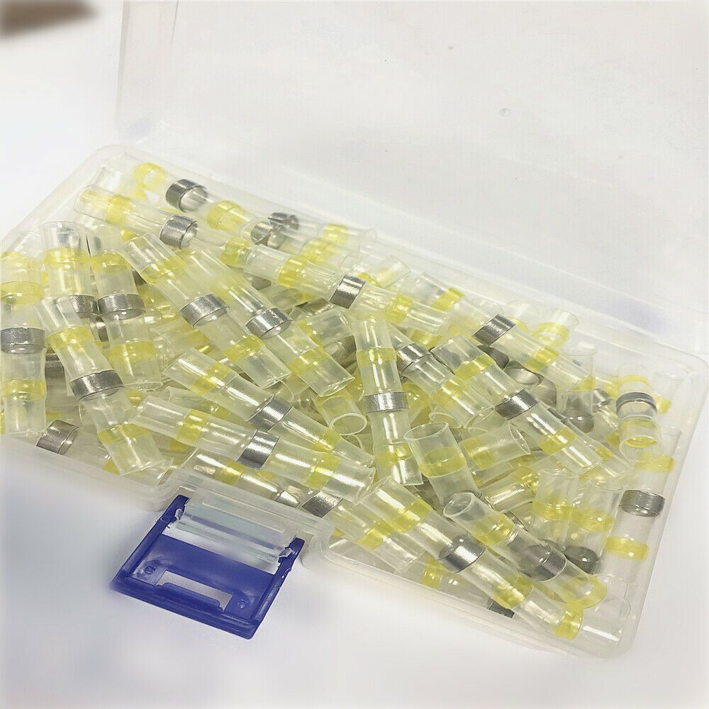 100Pcs Yellow Heat Shrink Wire  Solder Seal Connectors Terminal 12-10AWG