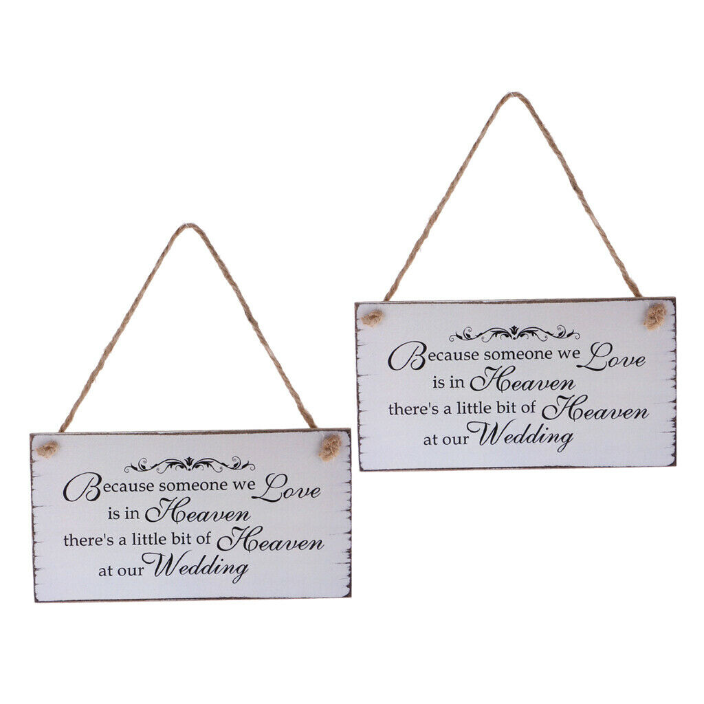 2PCS Because Someone We Love Is In Heaven Wedding Home Wooden Plaque Family