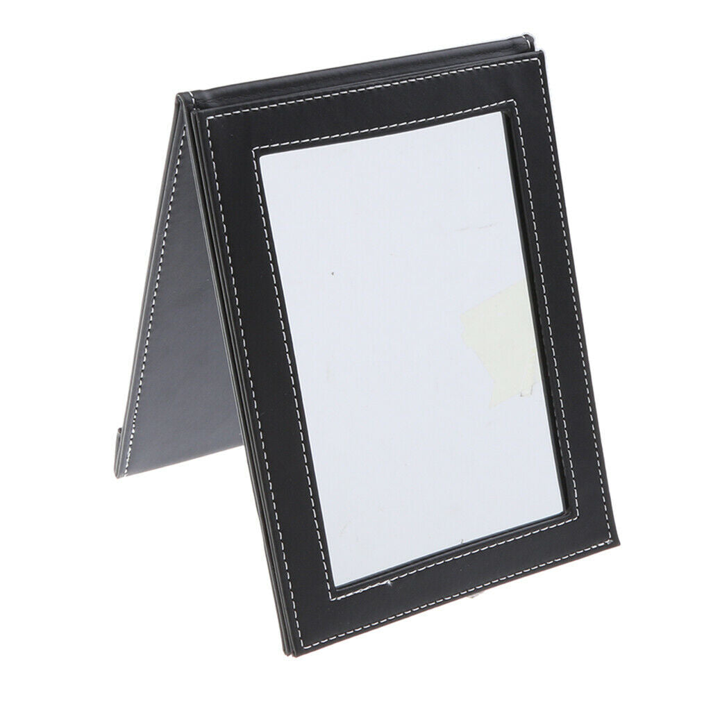 Foldable Makeup Mirror Stand Tabletop Compact Mirror Leather Portable Mirror