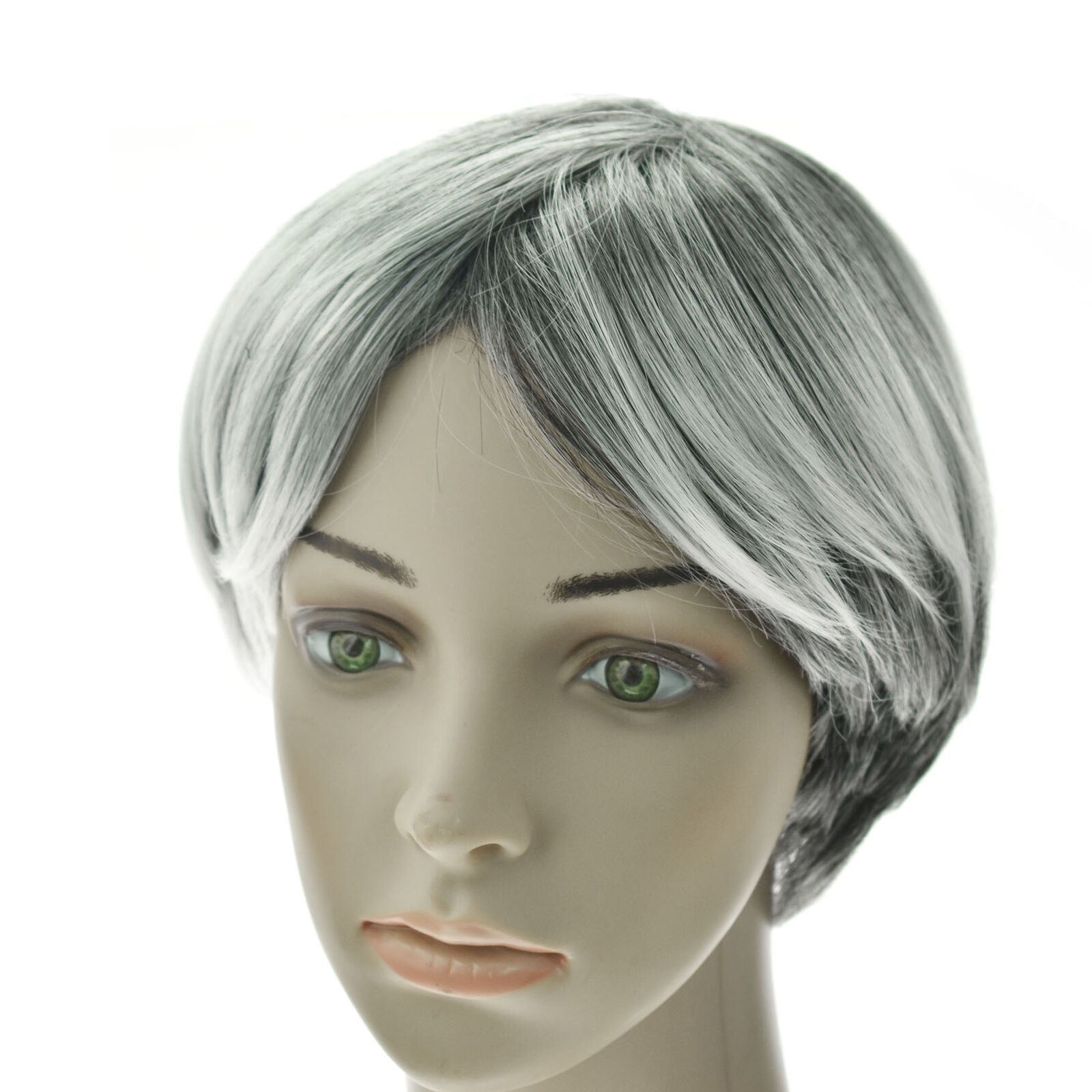 Ladies Wig Natural Short Light Gray Straight Hair Curly Fashion Wig For Human