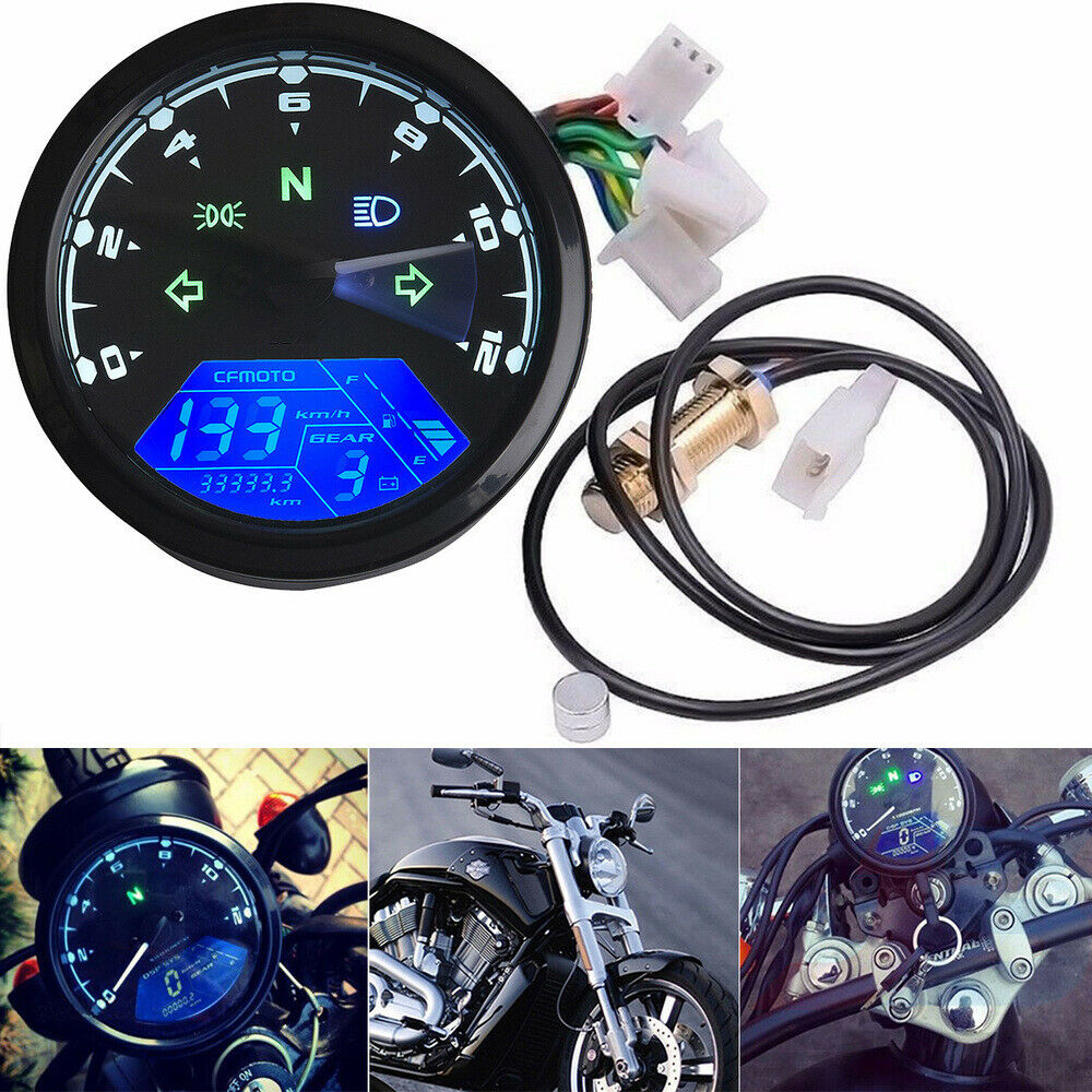 DC 12V LCD Digital Motorcycle Speedometer Odometer Motor Bike Tachometer Gauge