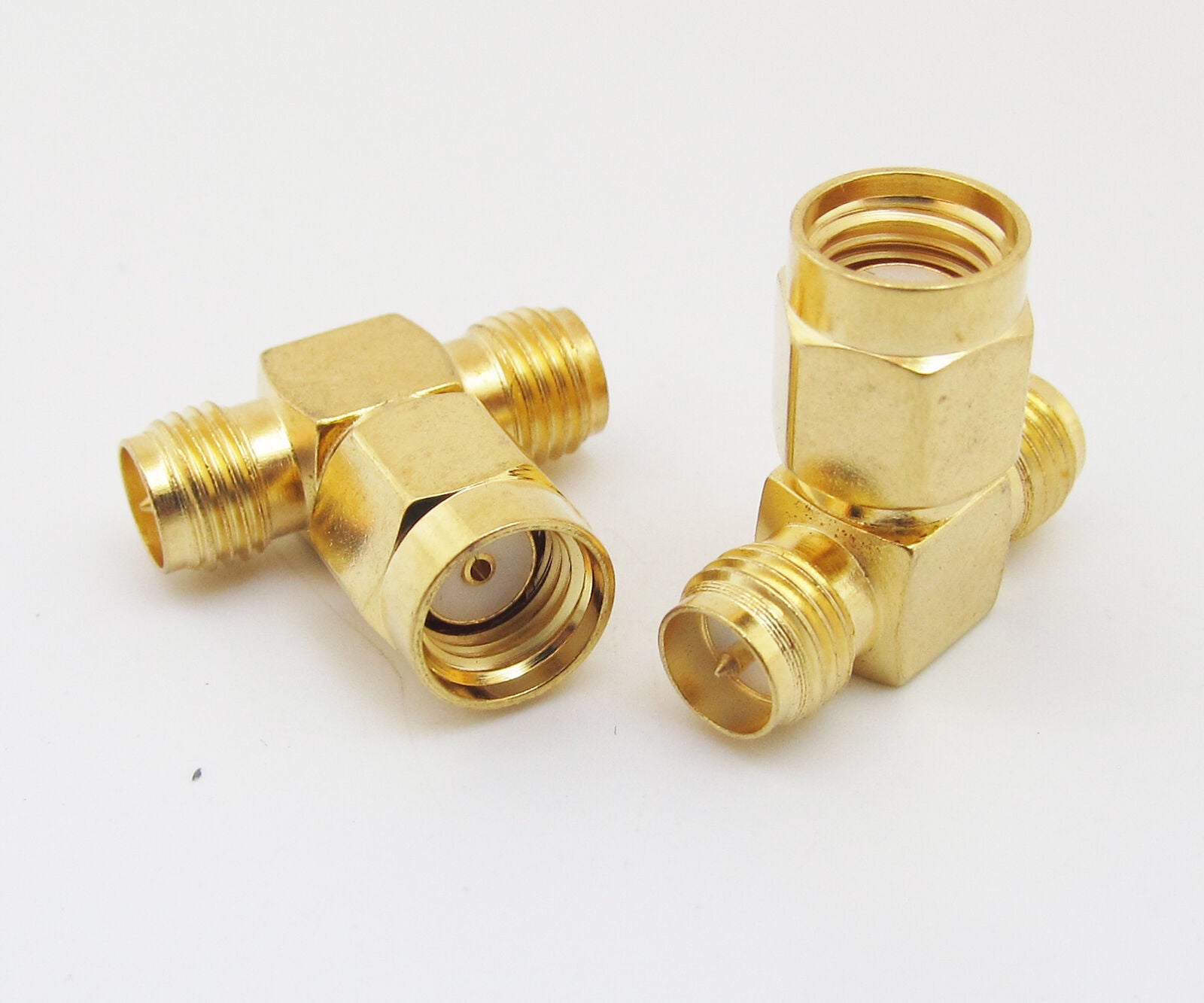 10x SMA RF Adapter RP-Male to Dual RP-Female (Male pin) Coaxial Connector T Type