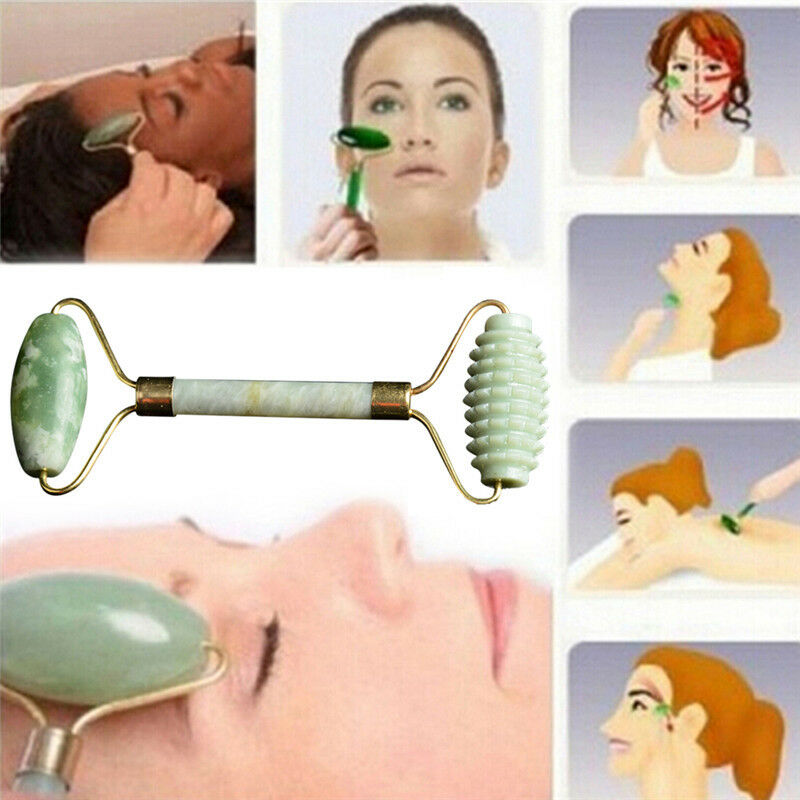Natural Jade Stone Face Massager Roller Spa Head Neck Facial Beauty Tool .l8