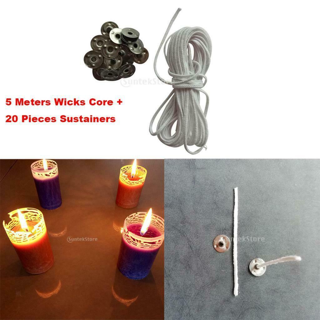 5m Smokeless Candle Wick, Flat Wick, Round Wick, Oil Lamp Pre-Waxed Cotton Core