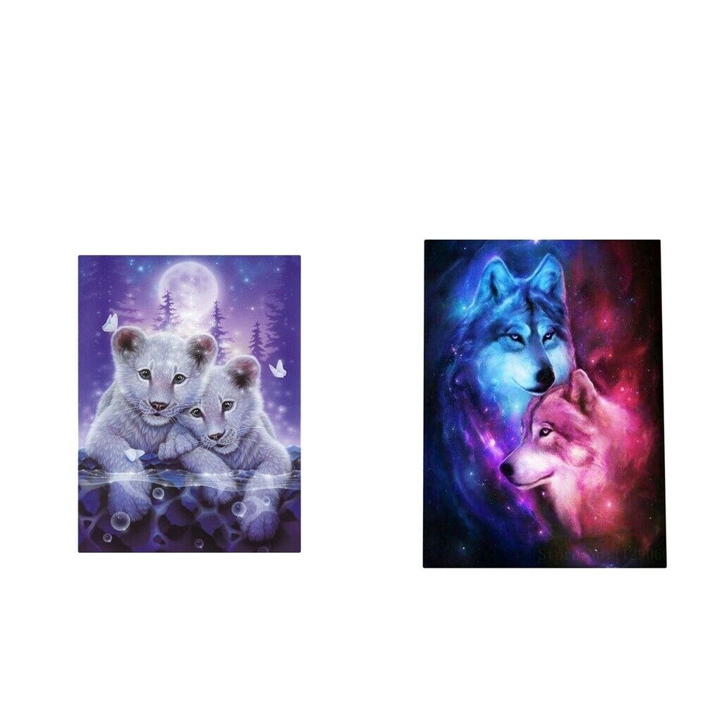 2x DIY Diamond Painting Animal, 5D Diamond Painting Kits for Kids & Adults -
